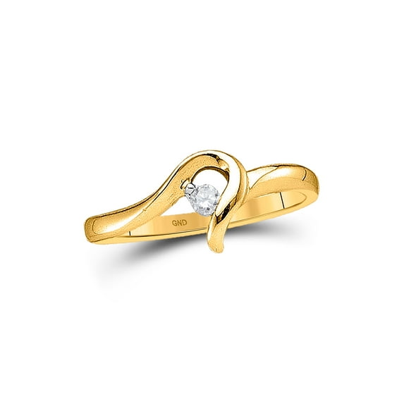 FB Jewels 10kt Yellow Gold Womens Round Diamond Solitaire Promise Ring 1/20 Cttw Size 9