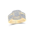 thumbnail image 1 of FB Jewels 10kt Yellow Gold Womens Round Diamond Square Cluster Bridal Wedding Engagement Ring Band Set 1/2 Cttw, 1 of 1