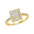 thumbnail image 1 of FB Jewels 10kt Yellow Gold Womens Round Diamond Square Cluster Ring 1/10 Cttw, 1 of 1