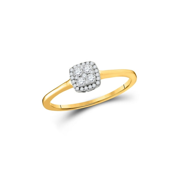 FB Jewels 10kt Yellow Gold Womens Round Diamond Square Cluster Ring 1/5 Cttw Size 5.5