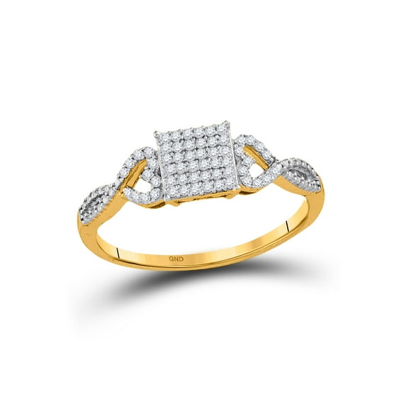FB Jewels 10kt Yellow Gold Womens Round Diamond Square Cluster Ring 1/5 Cttw Size 5