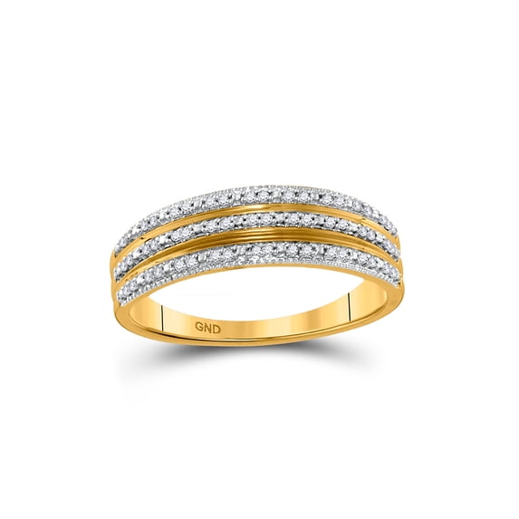FB Jewels 10kt Yellow Gold Womens Round Diamond Striped Band Ring 1/6 Cttw