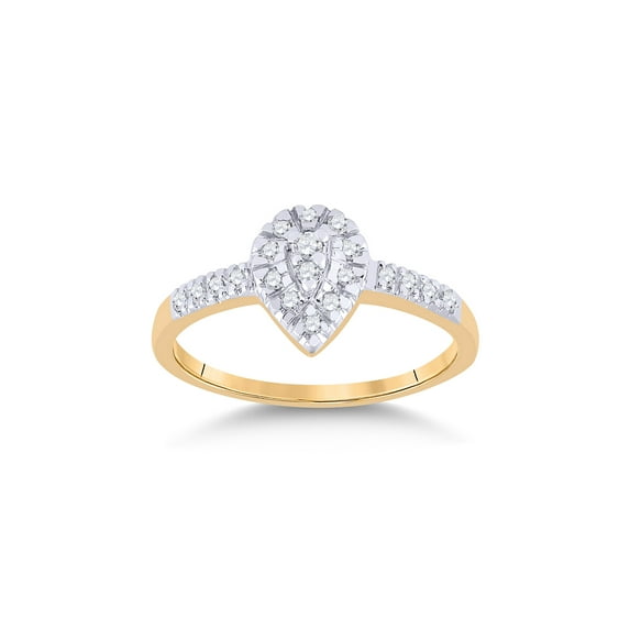 FB Jewels 10kt Yellow Gold Womens Round Diamond Teardrop Ring 1/5 Cttw Size 8