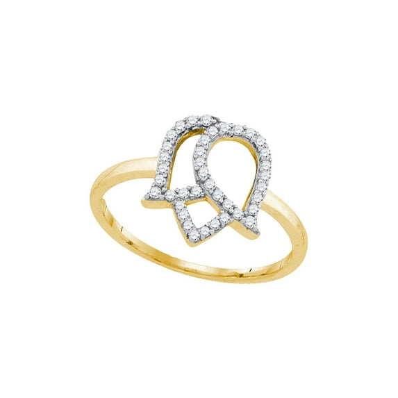 FB Jewels 10kt Yellow Gold Womens Round Diamond Tulip Flower Cluster Ring 1/5 Cttw