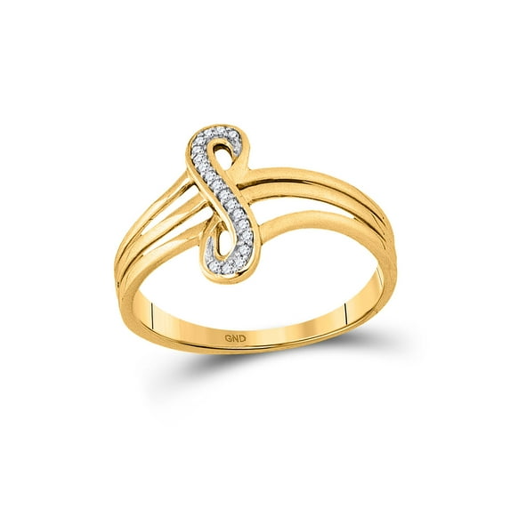 FB Jewels 10kt Yellow Gold Womens Round Diamond Vertical Infinity Strand Ring 1/20 Cttw Size 6.5