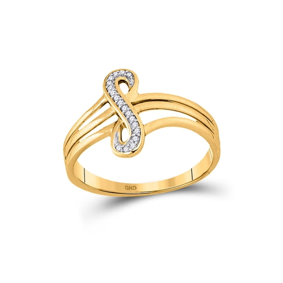 FB Jewels 10kt Yellow Gold Womens Round Diamond Vertical Infinity Strand Ring 1/20 Cttw Size 6