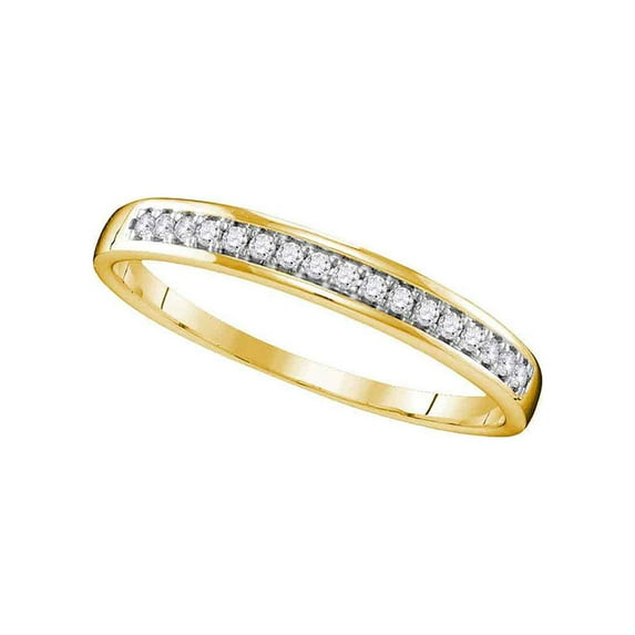 FB Jewels 10kt Yellow Gold Womens Round Diamond Wedding Band Ring 1/10 Cttw Size 6.5