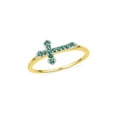 thumbnail image 1 of FB Jewels 10kt Yellow Gold Womens Round Lab-Created Emerald Cross Band Ring 1/8 Cttw, 1 of 1