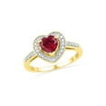 thumbnail image 1 of FB Jewels 10kt Yellow Gold Womens Round Lab-Created Ruby Heart Ring 1 Cttw Size 6, 1 of 1