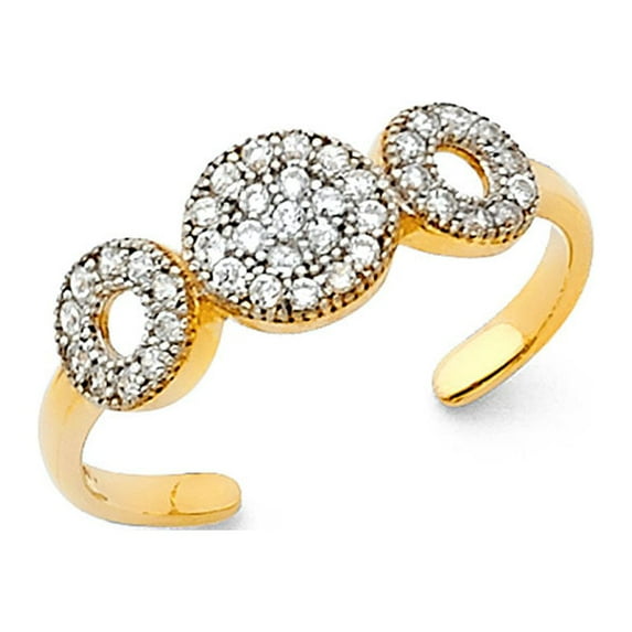 FB Jewels 14K Gold Circle Cubic Zirconia CZ Toe Ring Size 5