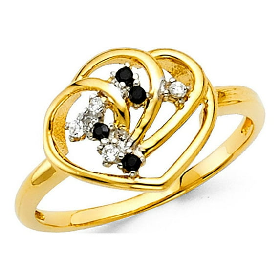 FB Jewels 14K Gold Heart Cubic Zirconia CZ Fashion Anniversary Ring Size 6