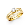 thumbnail image 1 of FB Jewels 14K Gold Ring Engagement and Wedding Band Baguette Round Cubic Zirconia CZ Bridal Two Piece Set Size 7, 1 of 1