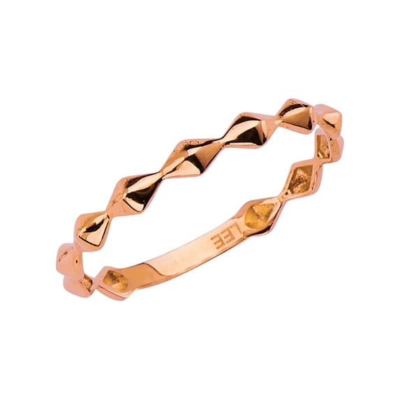 FB Jewels 14K Gold Ring Round Cubic Zirconia Pink Stackable Band Size 7.5