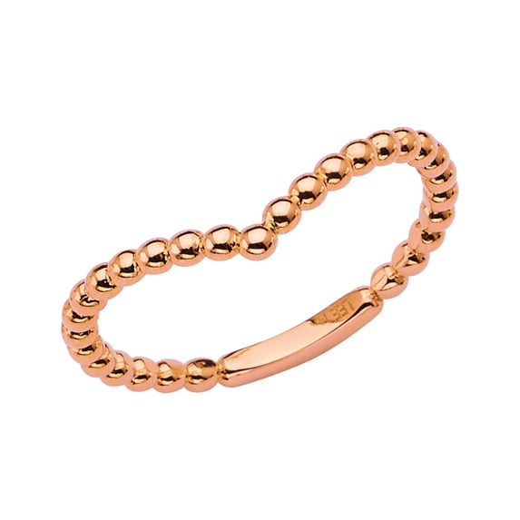 FB Jewels 14K Gold Ring Round Cubic Zirconia Pink V-Shape Stackable Band Size 7.5
