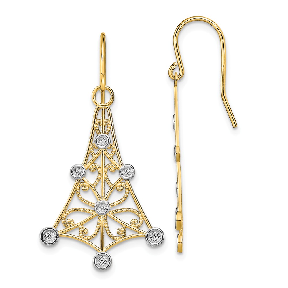 FB Jewels 14K Rhodium Plated White and Yellow Two Tone Gold Chandellier ...
