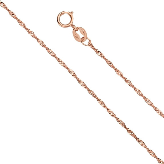 FB Jewels 14K Rose Gold 1.2MM Singapore Chain Necklace With Lobster Claw Clasp - 18 Inches