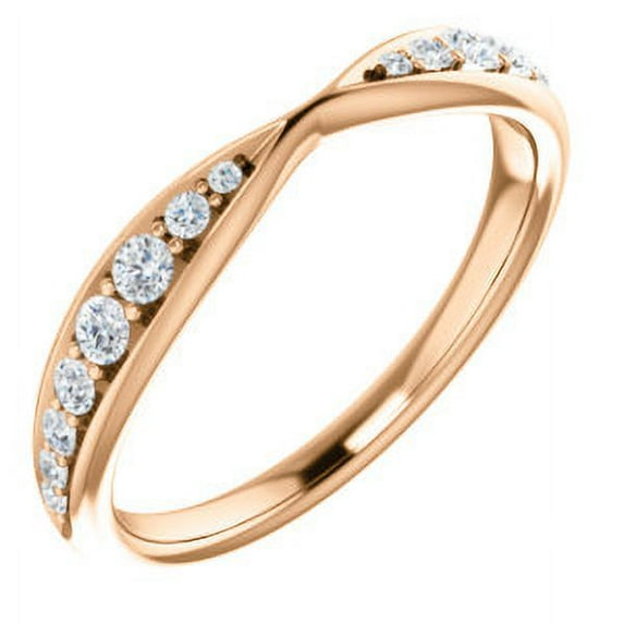 FB Jewels 14K Rose Gold 1/4 CTW Diamond Pinched Contour Wedding Ring Band