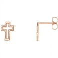 thumbnail image 1 of FB Jewels 14K Rose Gold Pair Polished Open Cross Hoop Earrings With Backs, 1 of 2