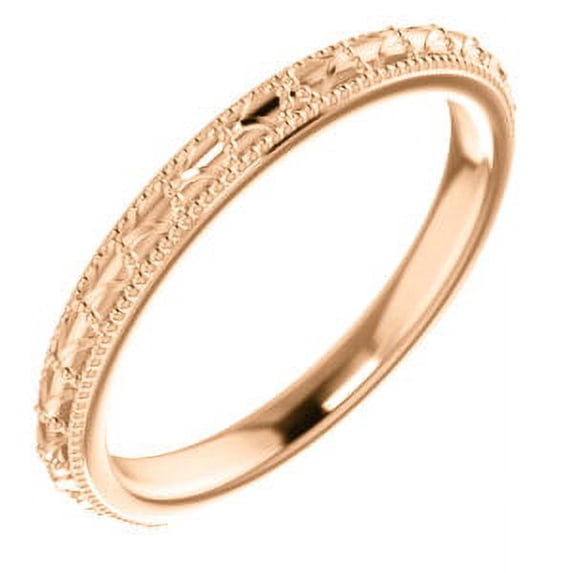 FB Jewels 14K Rose Gold Vintage-Style Wedding Ring Band Size 7