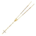 thumbnail image 1 of FB Jewels 14K Rose White and Yellow Tri Color Gold 4mm Beads Ball Rosary Chain Necklace 26 Inches, 1 of 1
