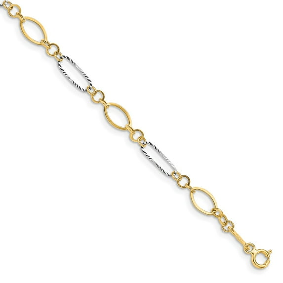 FB Jewels 14K Two Tone Gold Oval Shapes Bracelet
