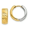 thumbnail image 1 of FB Jewels 14K Two Tone Gold Textured Hoop Earrings, 1 of 4