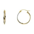 thumbnail image 1 of FB Jewels 14K White And Yellow Gold Diamond-Cut Double Hollow Hoop Womens Earrings 18MM X 18MM, 1 of 1