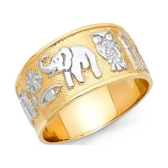 FB Jewels 14K White And Yellow Gold Two Tone Lucky Yellow Gold Fashion Anniversary Ring Size 9