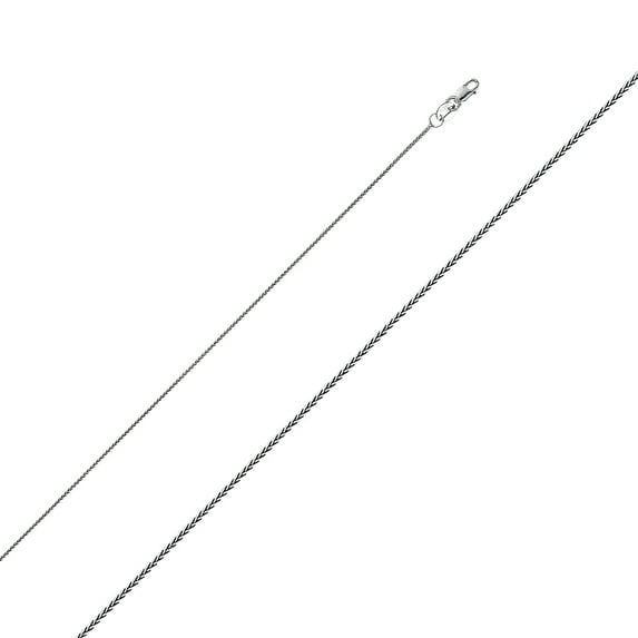 FB Jewels 14K White Gold 0.9MM Round Wheat Chain Necklace With Lobster Claw Clasp - 20 Inches