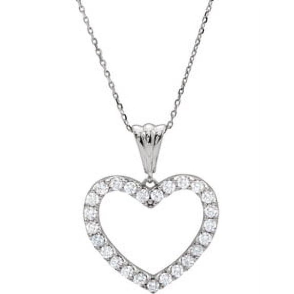FB Jewels 14K White Gold 1/2 CTW Diamond Heart 18" Necklace