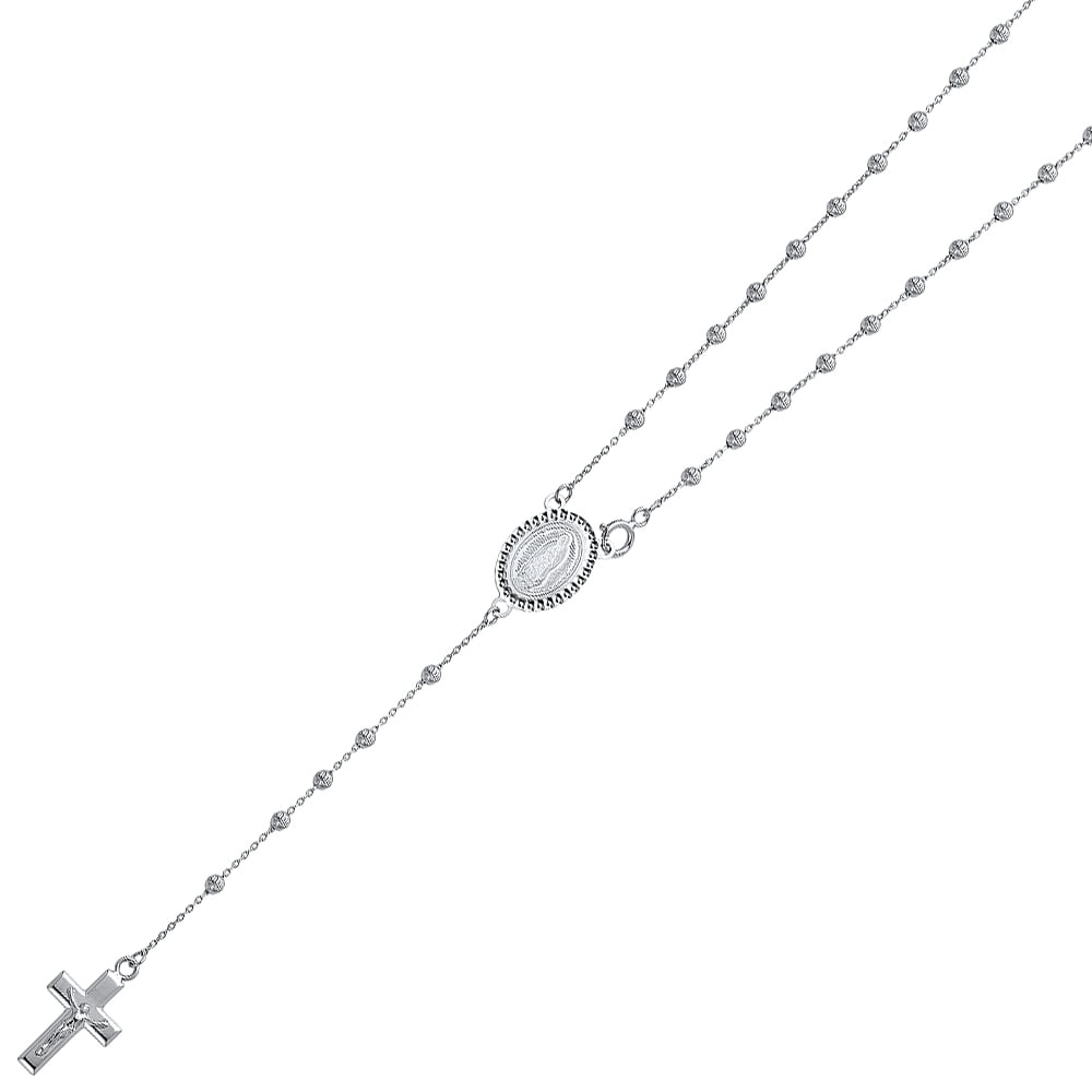 FB Jewels 14K White Gold 2.5mm Moon Cut Bead Our Lady Of Guadalupe ...