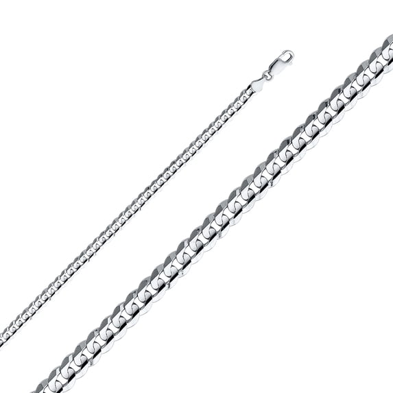 FB Jewels 14K White Gold 4.8MM Cuban Concave Chain Necklace With Lobster Claw Clasp - 22 Inches