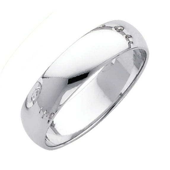 FB Jewels 14K White Gold 5mm Solid Domed Traditional Comfort Fit Plain Men's Wedding Ring Band Size 8.5