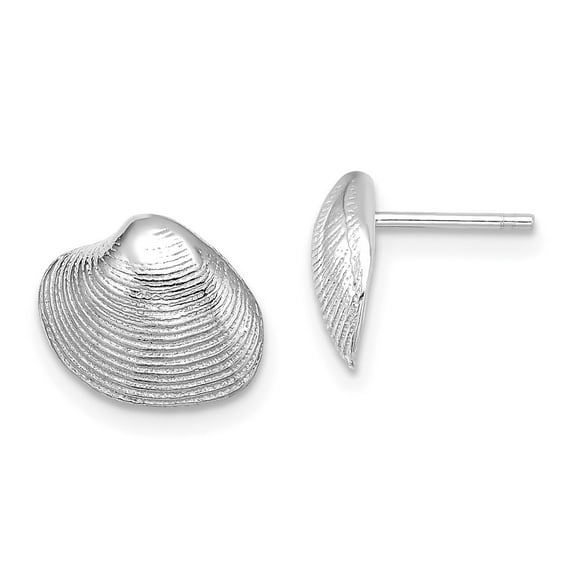 FB Jewels 14K White Gold Clam Shell Post Earrings