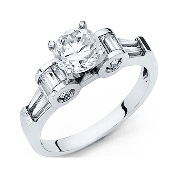 FB Jewels 14K White Gold Cubic Zirconia CZ Engagement Ring Size 10.5