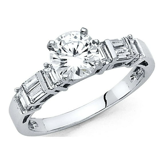 FB Jewels 14K White Gold Cubic Zirconia CZ Engagement Ring Size 10