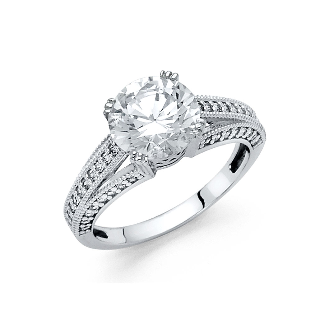 FB Jewels 14K White Gold Cubic Zirconia CZ Engagement Ring Size 11.5 ...