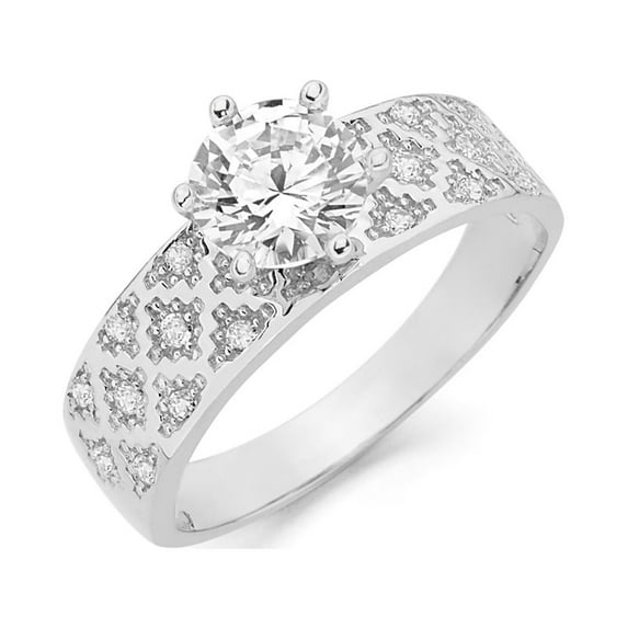 FB Jewels 14K White Gold Cubic Zirconia CZ Engagement Ring Size 5