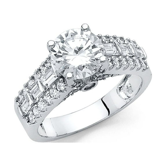 FB Jewels 14K White Gold Cubic Zirconia CZ Engagement Ring Size 6.5