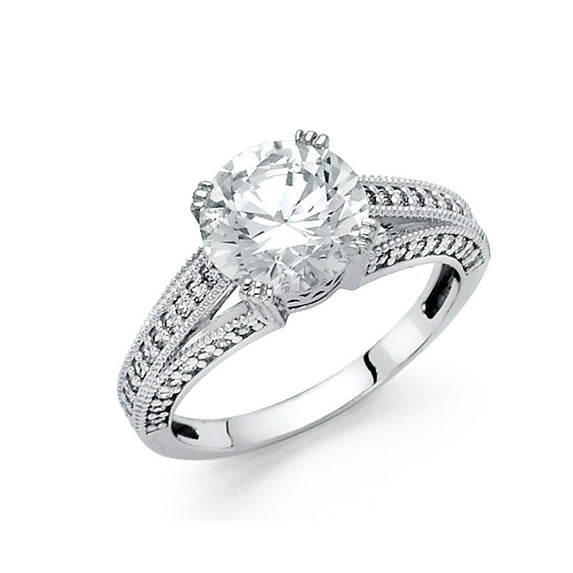 FB Jewels 14K White Gold Cubic Zirconia CZ Engagement Ring Size 6.5