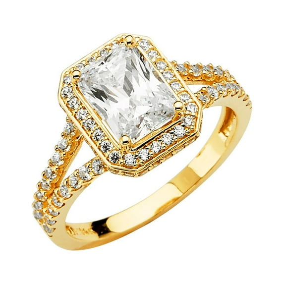 FB Jewels 14K White Gold Cubic Zirconia CZ Engagement Ring Size 6