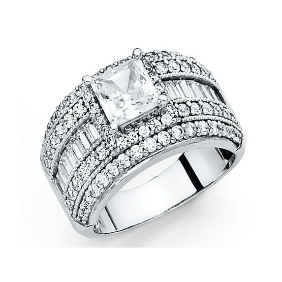 FB Jewels 14K White Gold Cubic Zirconia CZ Engagement Ring Size 6