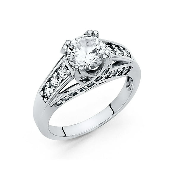FB Jewels 14K White Gold Cubic Zirconia CZ Engagement Ring Size 6