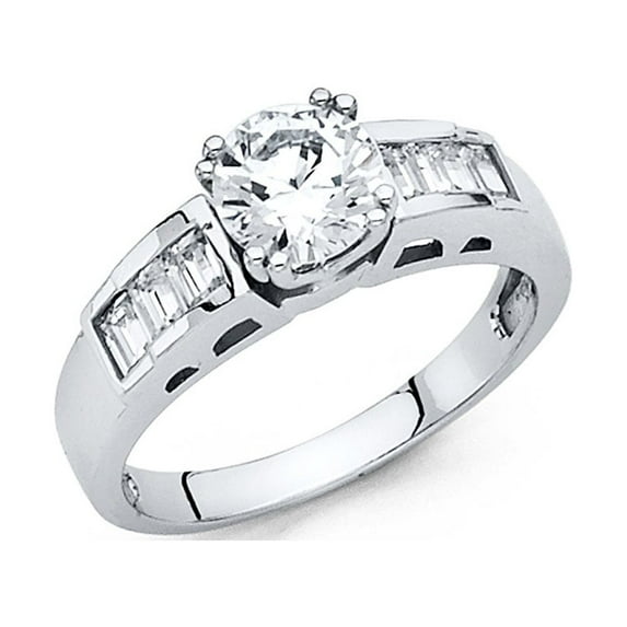 FB Jewels 14K White Gold Cubic Zirconia CZ Engagement Ring Size 7.5