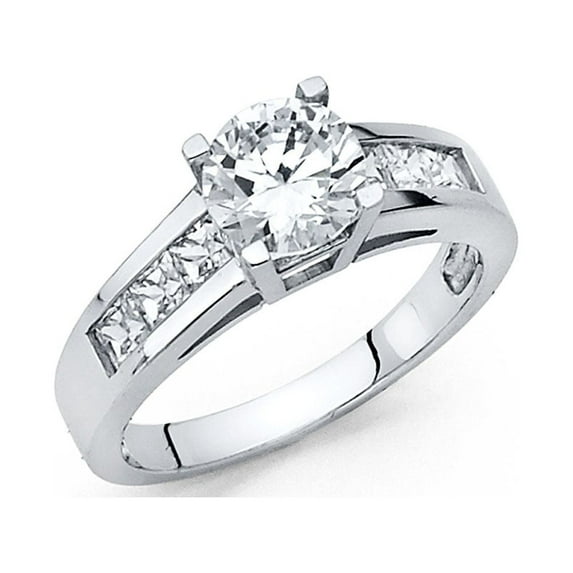 FB Jewels 14K White Gold Cubic Zirconia CZ Engagement Ring Size 7.5