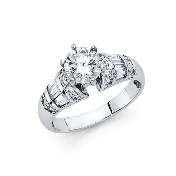 FB Jewels 14K White Gold Cubic Zirconia CZ Engagement Ring Size 7