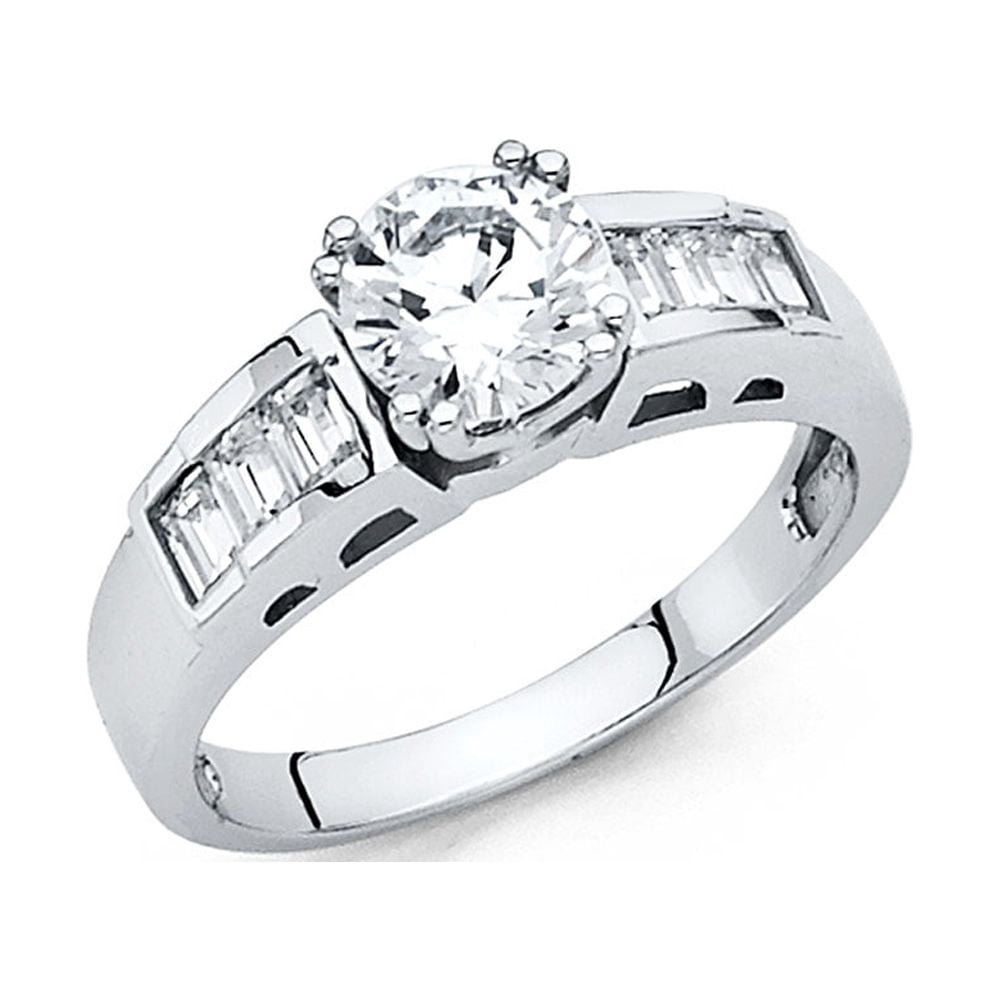 FB Jewels 14K White Gold Cubic Zirconia CZ Engagement Ring Size 7 ...