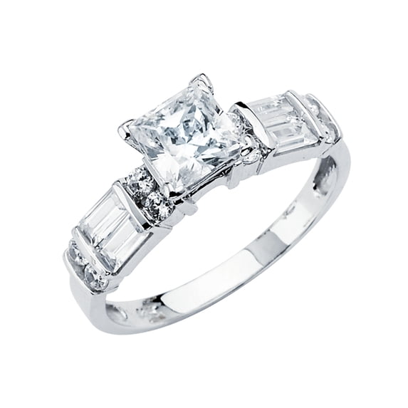 FB Jewels 14K White Gold Cubic Zirconia CZ Engagement Ring Size 8.5