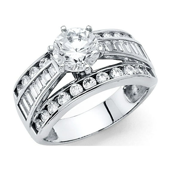 FB Jewels 14K White Gold Cubic Zirconia CZ Engagement Ring Size 8