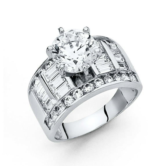 FB Jewels 14K White Gold Cubic Zirconia CZ Engagement Ring Size 9.5